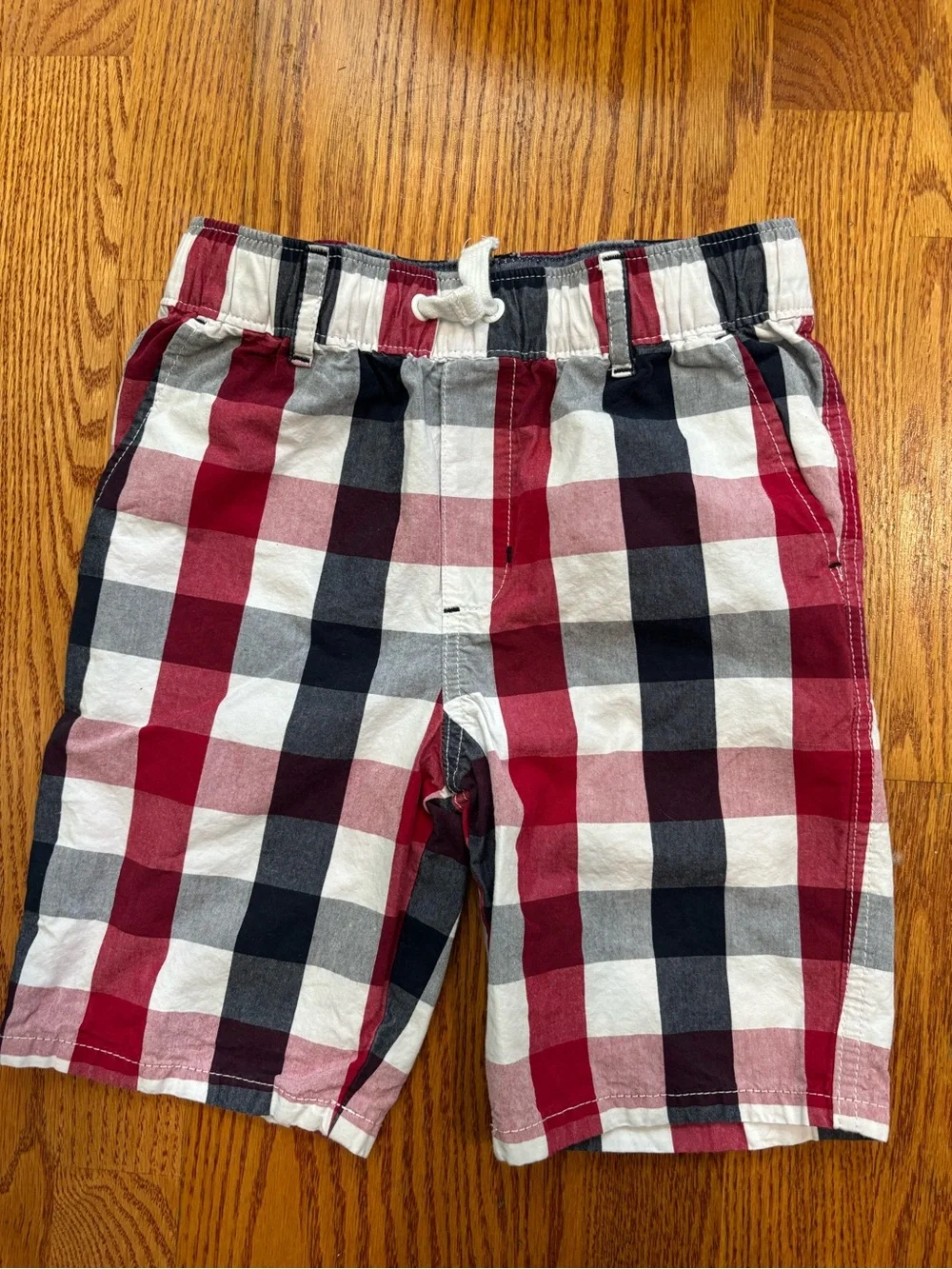 Gymboree size 6 boys Red, Navy & White Plaid 4th of July shorts
